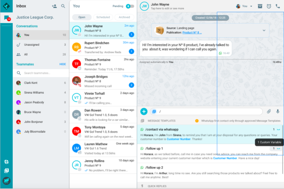 screenshot of Zenvia Customer Cloud